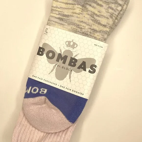 [6 pack] Bombas Rosepetal Marl Space Dye Triblock Medium Calf Socks - Picture 2 of 7